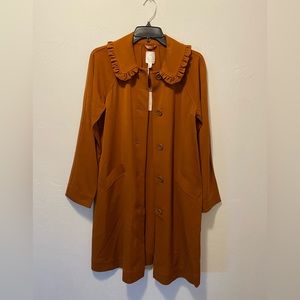 LC Lauren Conrad Rust Orange Button Up Long Sleeve Lightweight Coat Size XS